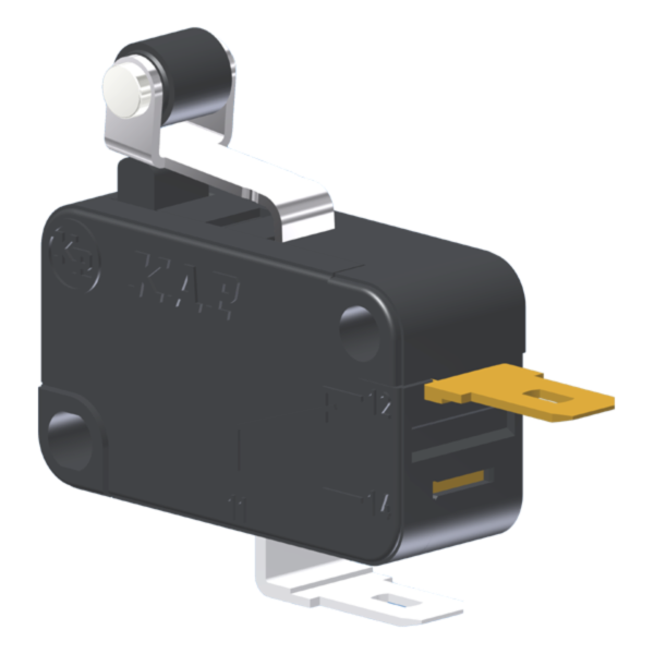 Microrutor Miniatura 15A, 1Nf, Alavanca Curta Com Rolete, Terminal Faston 4,8X0,5Mm MV7J1BA1 Kap