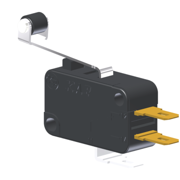 Microrutor Miniatura 5A, 1Na+1Nf, Alavanca Com Rolete, Terminal Faston 4,8X0,5Mm MV3J3CA1 Kap