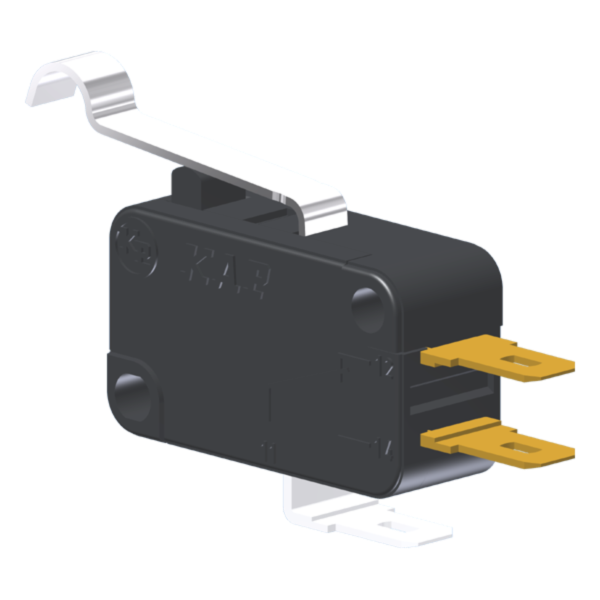 Microrutor Miniatura 5A, 1Na+1Nf, Alavanca Curta Com Rolete Simulado, Terminal Faston 4,8X0,5Mm MV3D1CA1 Kap