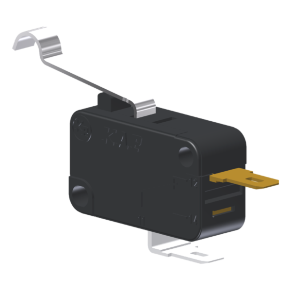 Microrutor Miniatura 5A, 1Nf, Alavanca Curta Com Rolete Simulado, Terminal Faston 4,8X0,5Mm MV3D2BA1 Kap