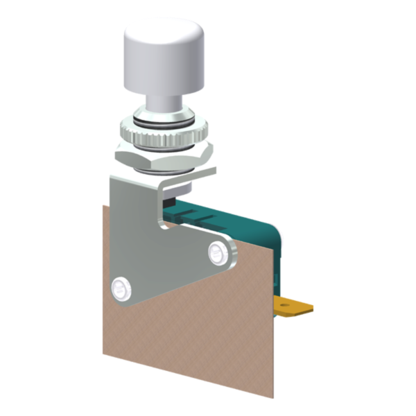 Microrutor Miniatura Mecanismo Ação Lenta Com Ruptura Positiva Contato Nf, Botão P/ Acionamento Manual, Terminal Faston MVKBEA1 Kap