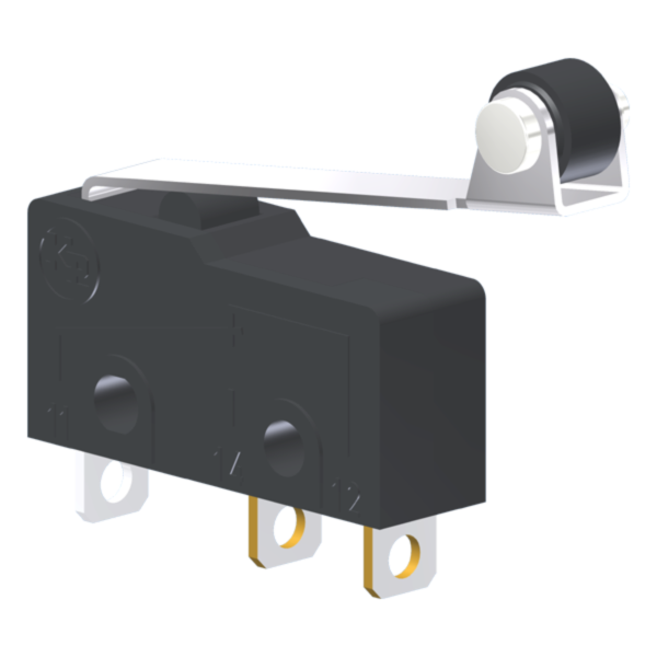 Microrutor Subminiatura 5A, 1Na+1Nf, Alavanca Flexível Com Rolete, Terminal Solda MM1R3NS Kap