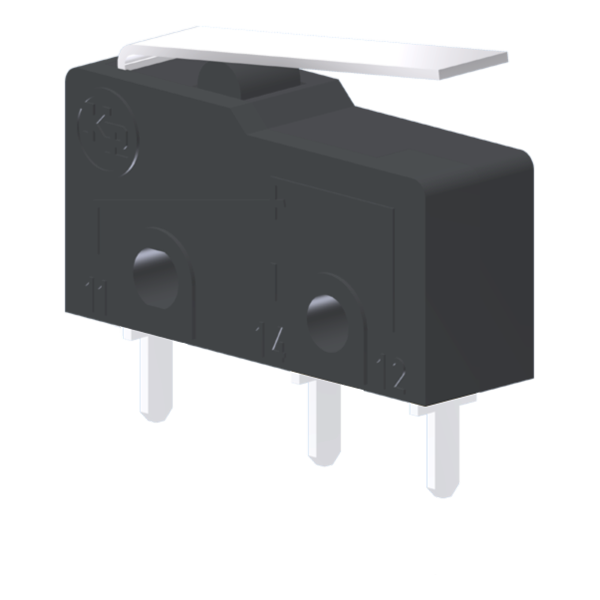 Microrutor Subminiatura 5A, 1Na+1Nf, Alavanca Flexível Curta, Terminal Circuito Impresso MM1E1NI Kap