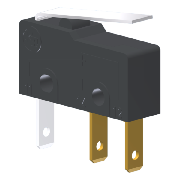 Microrutor Subminiatura 5A, 1Na+1Nf, Alavanca Flexível Curta, Terminal Faston 2,8X0,5Mm MM1E1NF Kap