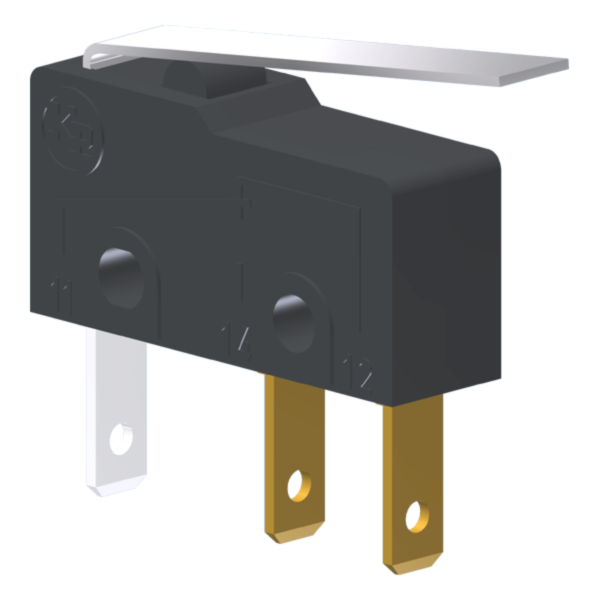 Microrutor Subminiatura 5A, 1Na+1Nf, Alavanca Flexível Curta, Terminal Faston 2,8X0,5Mm MM1E2NF Kap