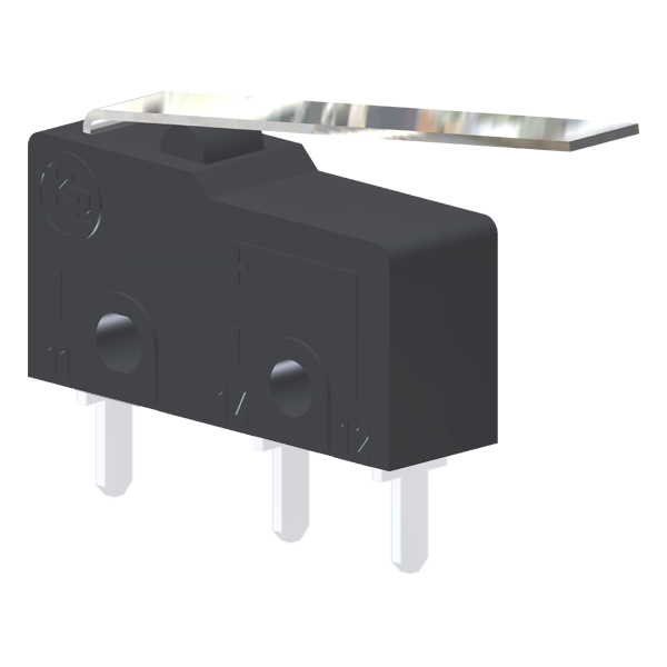Microrutor Subminiatura 5A, 1Na+1Nf, Alavanca Flexível, Terminal Circuito Impresso MM2E3NI Kap