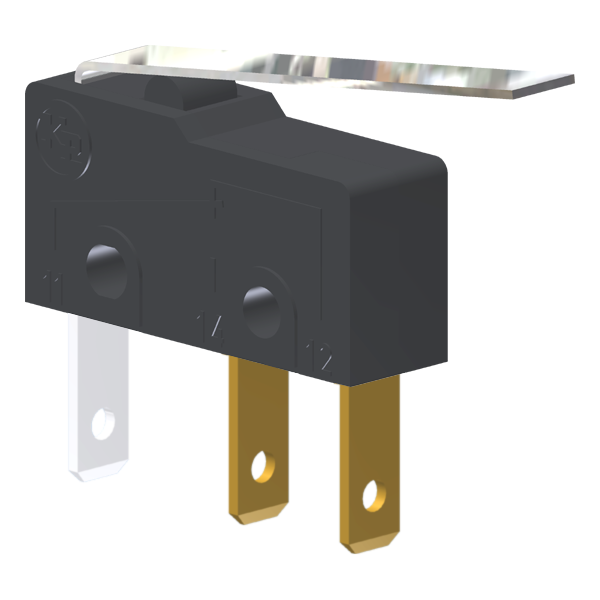 Microrutor Subminiatura 5A, 1Na+1Nf, Alavanca Flexível, Terminal Faston 2,8X0,5Mm MM2E3NF Kap
