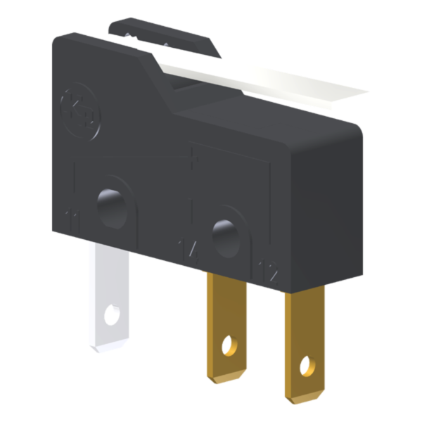 Microrutor Subminiatura 5A, 1Na+1Nf, Alavanca Rígida Curta, Terminal Faston 2,8X0,5Mm MM2G1NF Kap