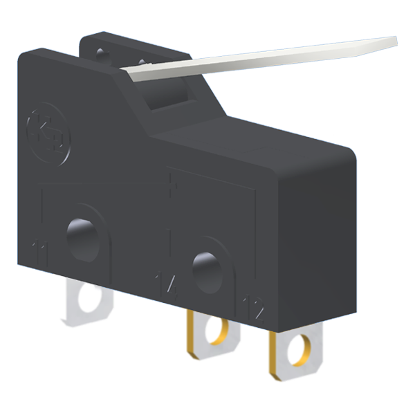 Microrutor Subminiatura 5A, 1Na+1Nf, Alavanca Rígida Curta, Terminal Solda MM2G2NS Kap