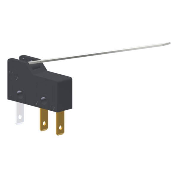 Microrutor Subminiatura 5A, 1Na+1Nf, Alavanca Rígida Longa, Terminal Faston 2,8X0,5Mm MM1G6EF Kap