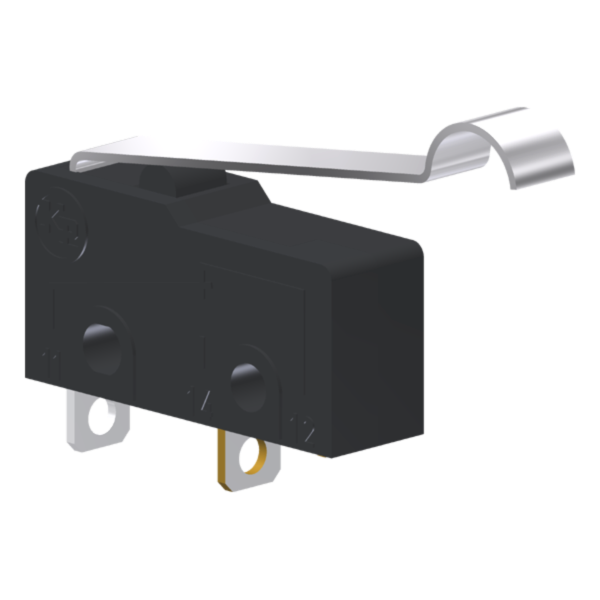Microrutor Subminiatura 5A, 1Na, Alavanca Flexível C/ Rolete Simulado, Terminal Solda MM1U3N1S Kap