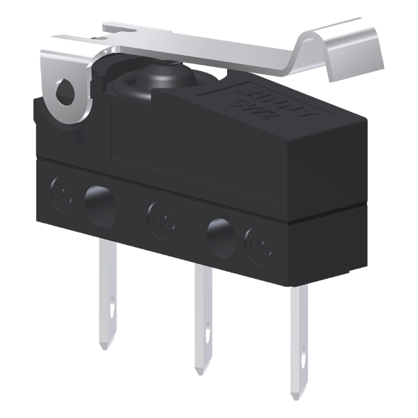 Microrutor Subminiatura Protegido 10A Contato Na+Nf Alavanca Flexível Curta C/ Roldana Simulada Terminal Faston MMP1U1NF Kap