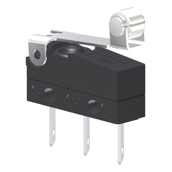 Microrutor Subminiatura Protegido 10A Contato Na+Nf Alavanca Flexível Curta C/ Roldana Terminal Faston MMP1R1NF Kap