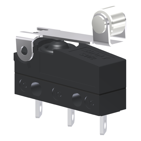 Microrutor Subminiatura Protegido 10A Contato Na+Nf Alavanca Flexível Curta C/ Roldana Terminal Solda MMP1R1NS Kap