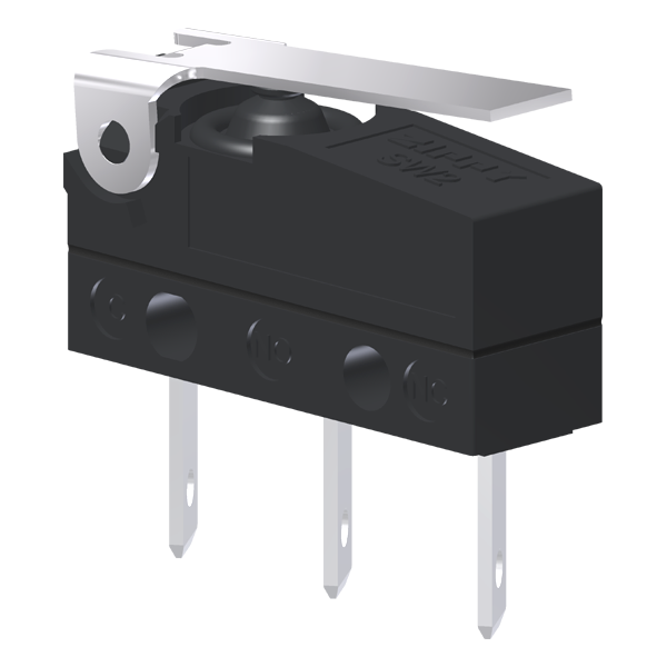 Microrutor Subminiatura Protegido 10A Contato Na+Nf Alavanca Flexível Curta Terminal Faston MMP1E1NF Kap