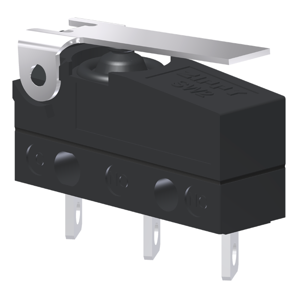 Microrutor Subminiatura Protegido 10A Contato Na+Nf Alavanca Flexível Curta Terminal Solda MMP1E1NS Kap