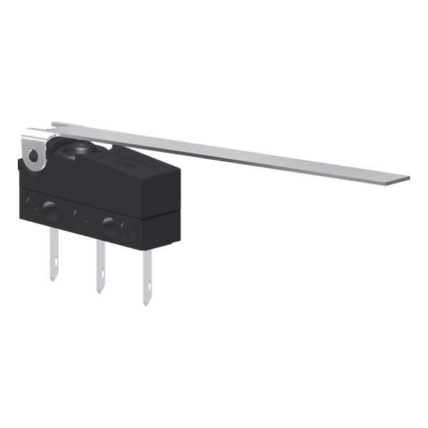 Microrutor Subminiatura Protegido 10A Contato Na+Nf Alavanca Longa Flexível Curta Terminal Faston MMP1E5NF Kap