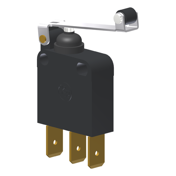 Microrutor Subminiatura Protegido, 1Na+1Nf, Alavanca Com Rolete, Terminal Faston 6,3Mm MPJNF Kap