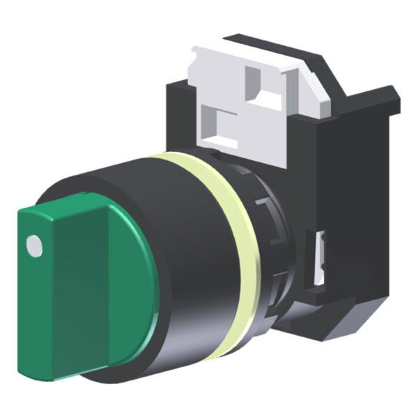 Seletor C/ Manopla Verde 3 Posições S/ Retorno Moldura Redonda P/ Furo 22Mm C2XSN3VB Kap