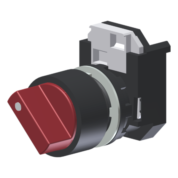 Seletor C/ Manopla Vermelha 2 Posições S/ Retorno Esquerda-Direita Moldura Redonda P/ Furo 22Mm C2XSN2RA Kap
