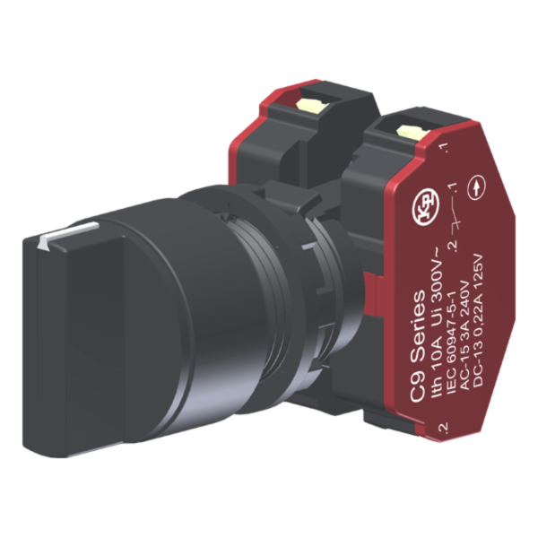 Seletor Compacto C/ Manopla Preta 3 Posições S/ Retorno Moldura Redonda 2Nf P/ Furo 22Mm C9SN3PB02 Kap