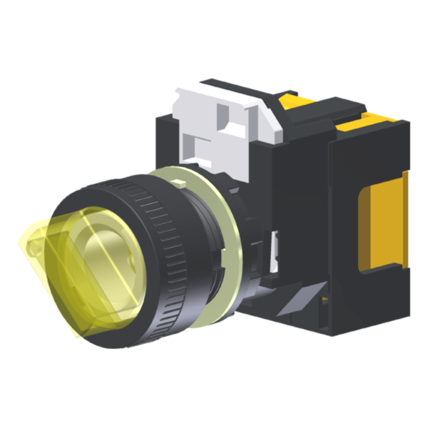 Seletor Luminoso Amarelo 2 Posições Moldura Redonda C/ Lâmpada Led 24Vcc P/ Furo 22Mm C2XH2AADLA2C Kap
