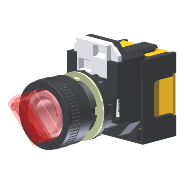 Seletor Luminoso Vermelho 2 Posições Moldura Redonda C/ Lâmpada Led 220Vca P/ Furo 22Mm C2XH2RADLR6A Kap