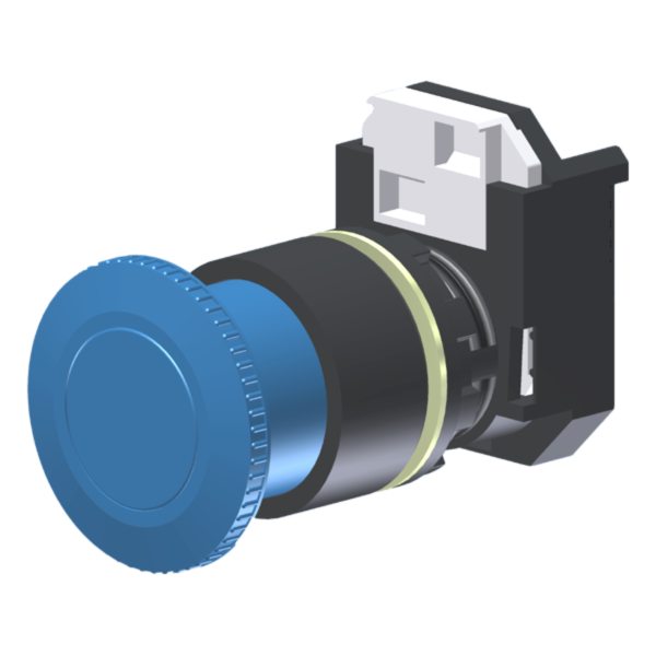 Botão Cogumelo Diâmetro 35Mm Azul Moldura Redonda P/ Furo 22Mm C2XE4Z Kap