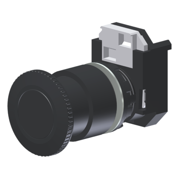 Botão Cogumelo Diâmetro 35Mm Preto Moldura Redonda P/ Furo 22Mm C2XE4P Kap