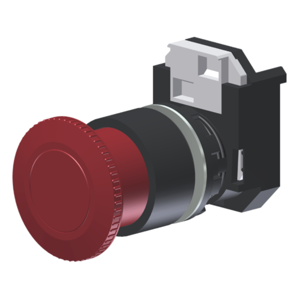 Botão Cogumelo Diâmetro 35Mm Vermelho Moldura Redonda P/ Furo 22Mm C2XE4R Kap