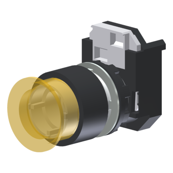 Botão Luminoso Emergência Amarelo Moldura Redonda P/ Furo 22Mm C2XL3A Kap