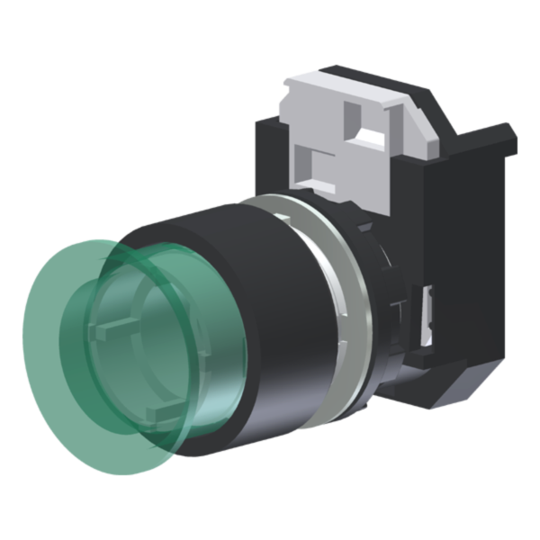 Botão Luminoso Emergência Verde Moldura Redonda P/ Furo 22Mm C2XL3V Kap