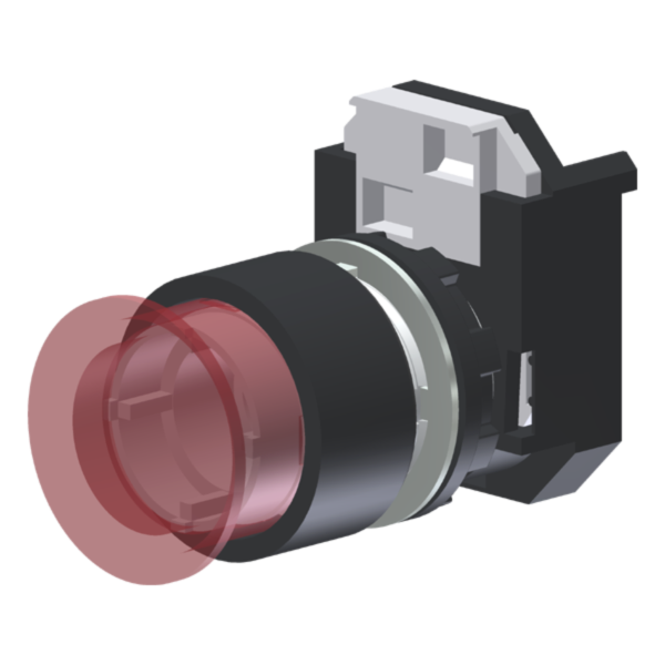 Botão Luminoso Emergência Vermelho Moldura Redonda P/ Furo 22Mm C2XL3R Kap