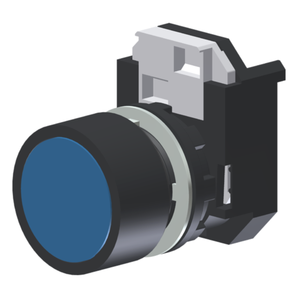 Botão Raso Azul Moldura Redonda P/ Furo 22Mm C2XBNZ Kap