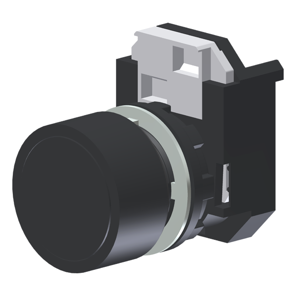Botão Raso Preto Moldura Redonda P/ Furo 22Mm C2XBNP Kap