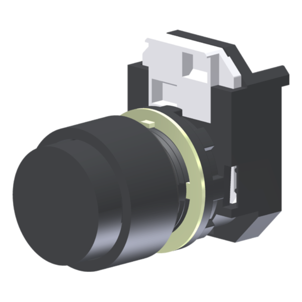 Botão Saliente Preto Moldura Redonda P/ Furo 22Mm C2XBEP Kap
