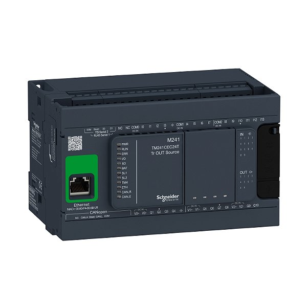 Controlador Lógico Programável - 14 Entradas / 10 Saídas Source (Pnp) - Modbus Tcp/Ethernet Ip/Canopen/Opc Ua - 24 Vdc TM241CEC24T SCHNEIDER
