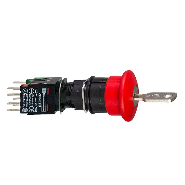 Botao 16Mm Plastico Emergencia Com Chave 1Na 2Nf XB6AS9349B SCHNEIDER