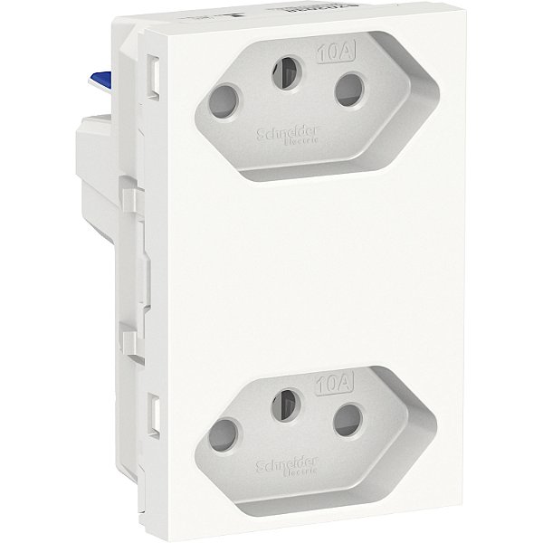 Modulo Tomada Duplex Br 2P+T 10A 250V Borne Automatico 3M Br S70325104 SCHNEIDER