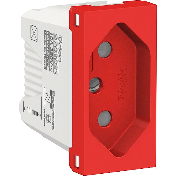 Modulo Tomada Br 2P+T 10A 250V Antibacteriano 1M Vermelha S70202134 SCHNEIDER