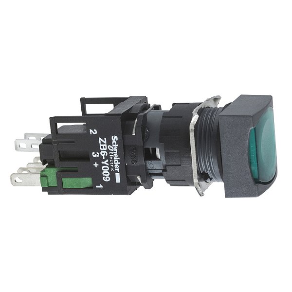 Botao 16Mm Plastico Luminoso Com Retencao Quadrado Verde 1Na XB6CF3B5B SCHNEIDER