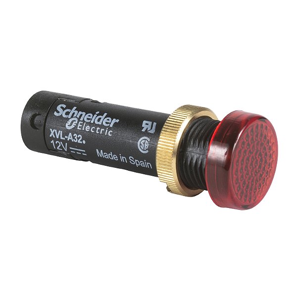 Sinalizador Ø12Mm Plástico, Led Abrigado, Vermelho, 24Vcc XVLA334 SCHNEIDER