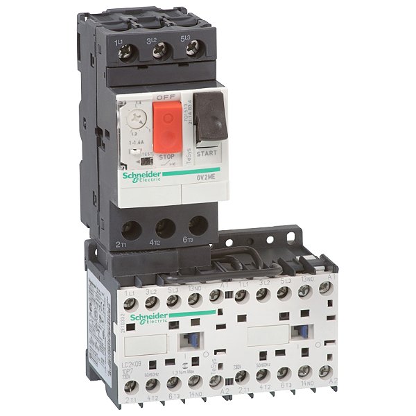 Partida Combinada Tipo1 Disjuntor+Chave Reversora 1-1.6A 220Vca GV2ME06K2M7 SCHNEIDER