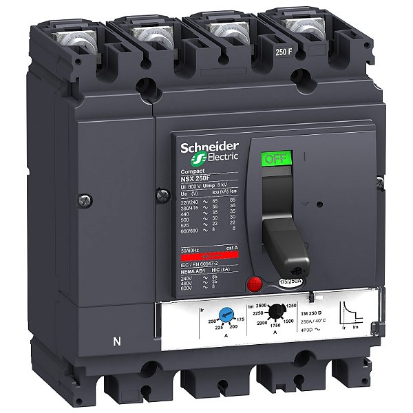 Disjuntor Nsx250F Tm200D Tetrapolar 4P3D LV431641 SCHNEIDER