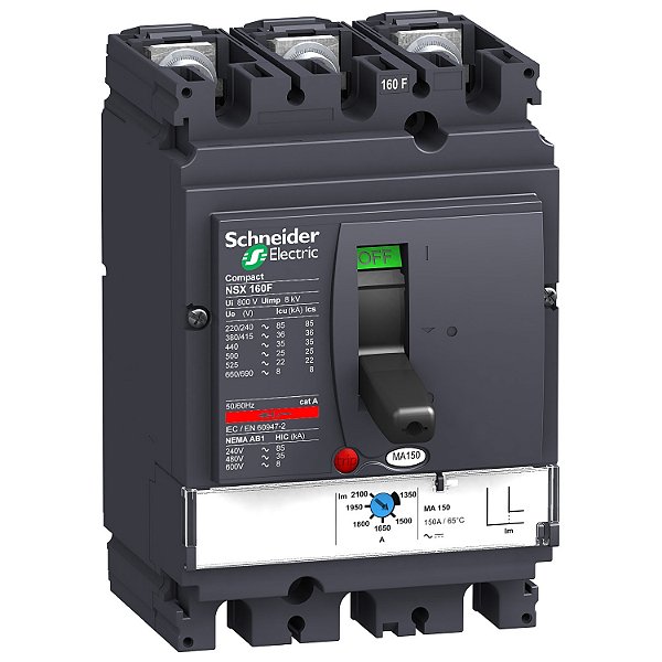 Disjuntor Nsx160F Ma150 Tripolar LV430830 SCHNEIDER