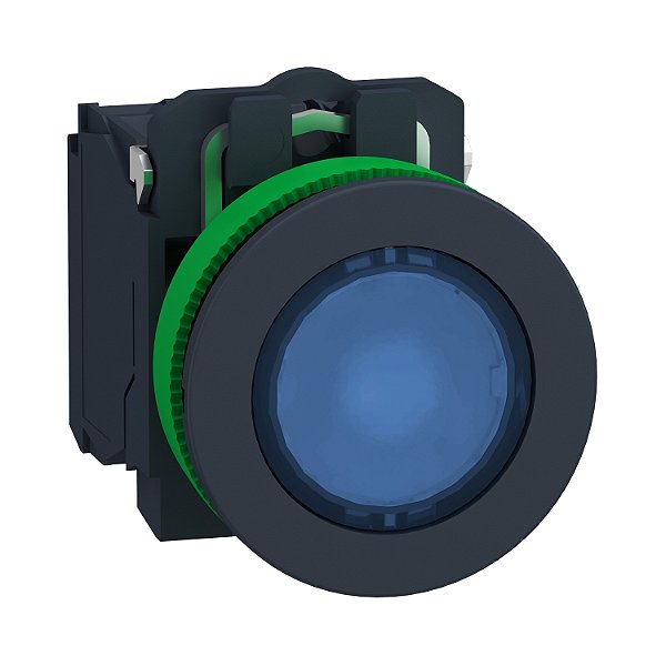 Botão Luminoso Faceado Ø30Mm Plástico, Retorno Por Mola, Azul, Na+Nf, 110...120Vca XB5FW36G5 SCHNEIDER