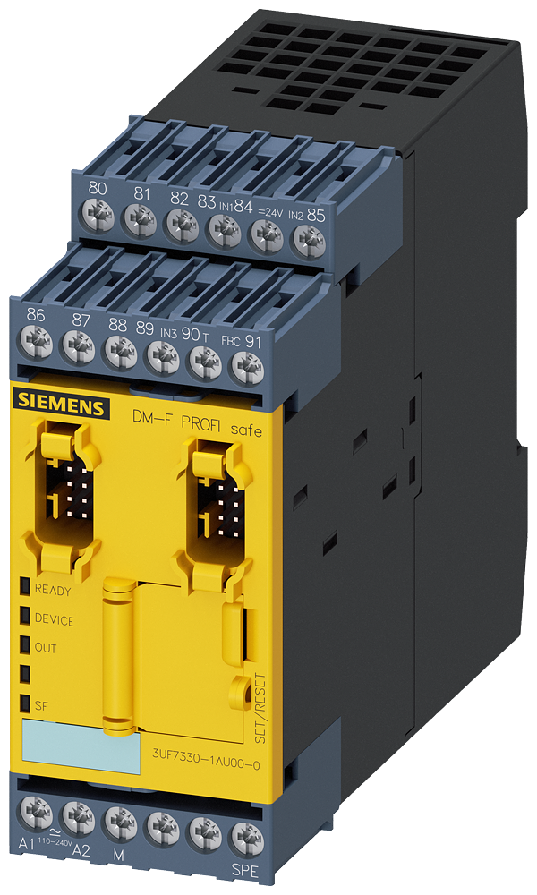 Módulo Digital Failsafe Dm-F Profisafe Para Desligamento Failsafe Via Bus/Profisafe Us 110 240 V Ca/Cc 2 Circuitos De Liberação Do Relé 2 Saídas A Relé 3 Entradas Sil Máx Alcançável Iec 61508 3 Pl Máx Alcançável Iso 13849-1 E 3UF7330-1AU00-0 Siemens