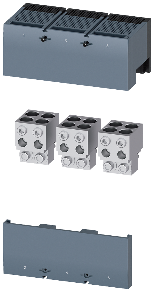 Borne De Conexão Para Condutor Circular TA4 3 4 X 120 240 mm² Para 4 Cabos 3 Peças Acessórios Para 3VA15 3VA25 Disjuntores Compactos Sentron - Um Sistema Para Todas As Aplicações 3VA9603-0JJ43 Siemens