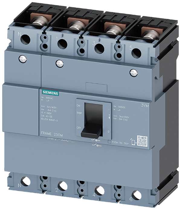 Seccionador De Corte Em Carga Iec Frame 250 De 4 Polos SD100 In 250A Sem Proteção Contra Sobrecarga Sem Proteção Contra Curto-Circuito Conexão Roscada Plana 3VM1225-1AA42-0AA0 Siemens