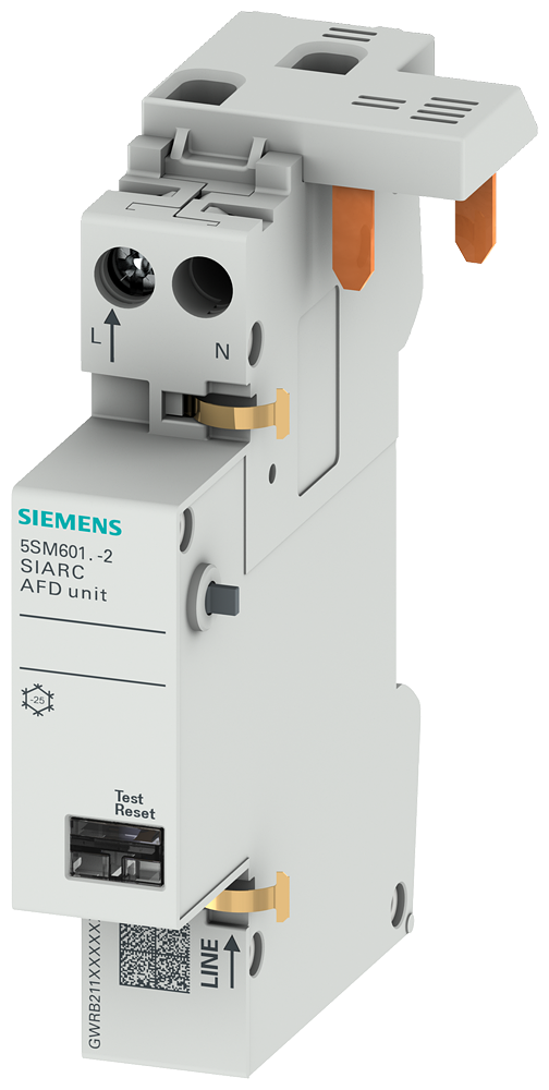 Bloco De Interruptor De Proteção Contra Incêndio Afdd 1-40A 230V Para Disjuntor 5SL60 5SY60 E Disjuntor De Corrente De Fuga Independente Da Tensão De Rede/Disjuntor 5SV1 1+N 1TE Bloco De Interruptor De Proteção Contra Incêndio 5SM6014-2 Siemens